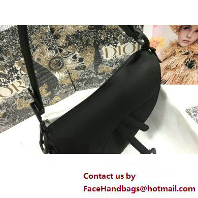 dior Saddle Bag with Strap in Black Ultramatte Calfskin 2023