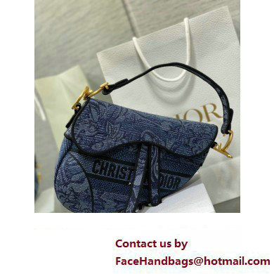 dior saddle bag in Denim Blue Albero della Vita Embroidery 2023