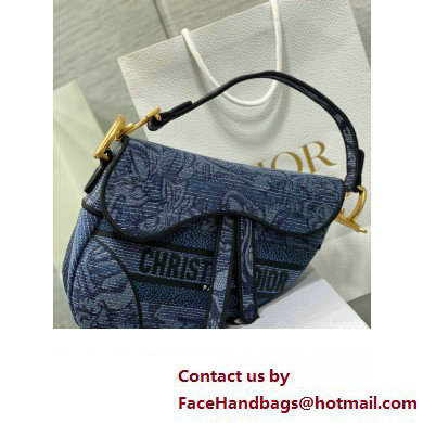 dior saddle bag in Denim Blue Albero della Vita Embroidery 2023