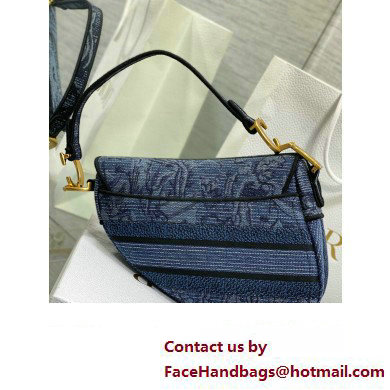 dior saddle bag in Denim Blue Albero della Vita Embroidery 2023