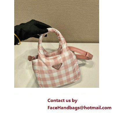 prada pink check bucket bag 1BG359 2023