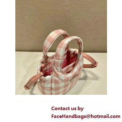 prada pink check bucket bag 1BG359 2023