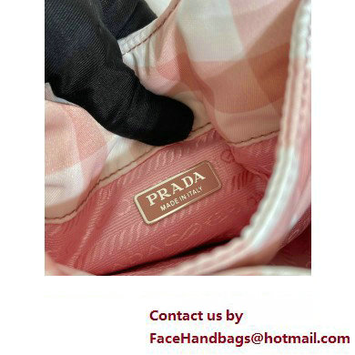 prada pink check bucket bag 1BG359 2023