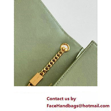 saint laurent kate small chain bag in grain de poudre embossed leather khaki green 2023