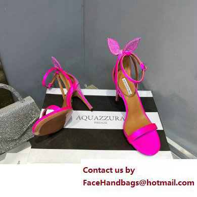 Aquazzura Heel 10.5cm Bow Tie Crystal Sandals Fuchsia 2023