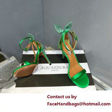 Aquazzura Heel 10.5cm Bow Tie Crystal Sandals Green 2023