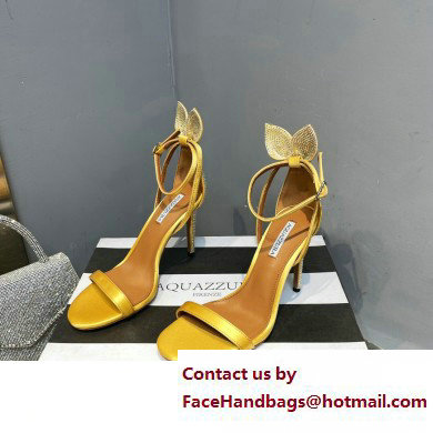 Aquazzura Heel 10.5cm Bow Tie Crystal Sandals Yellow 2023