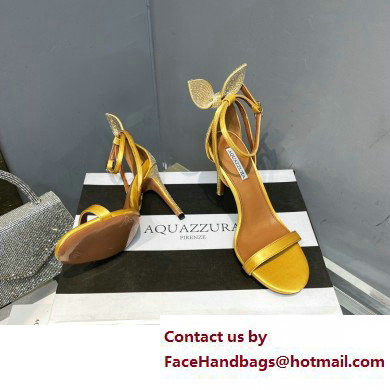 Aquazzura Heel 10.5cm Bow Tie Crystal Sandals Yellow 2023