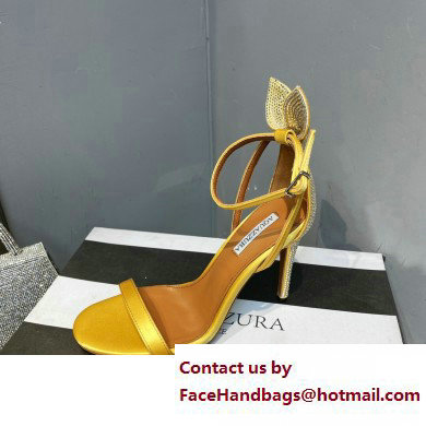 Aquazzura Heel 10.5cm Bow Tie Crystal Sandals Yellow 2023