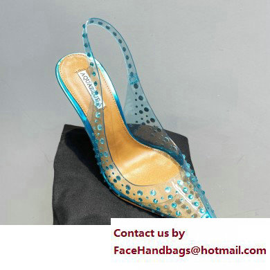 Aquazzura Heel 10.5cm PVC Starburst Crystal Slingback Pumps Blue 2023