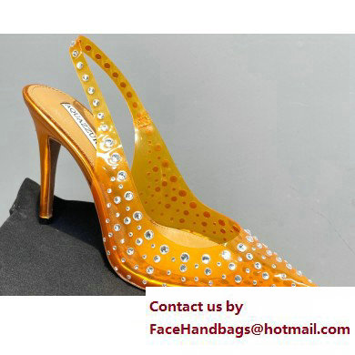 Aquazzura Heel 10.5cm PVC Starburst Crystal Slingback Pumps Yellow 2023