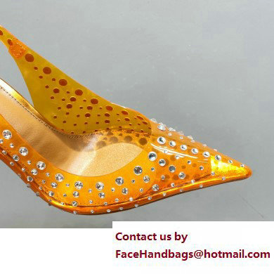 Aquazzura Heel 10.5cm PVC Starburst Crystal Slingback Pumps Yellow 2023