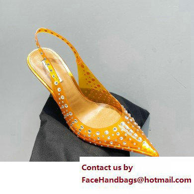 Aquazzura Heel 10.5cm PVC Starburst Crystal Slingback Pumps Yellow 2023