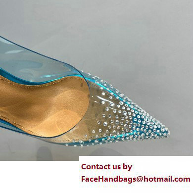 Aquazzura Heel 8.5cm PVC Yes Darling Crystal Slingback Pumps Blue 2023