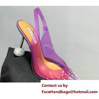 Aquazzura Heel 8.5cm PVC Yes Darling Crystal Slingback Pumps Purple 2023 - Click Image to Close