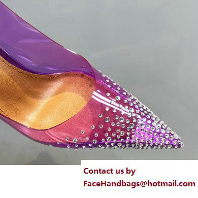 Aquazzura Heel 8.5cm PVC Yes Darling Crystal Slingback Pumps Purple 2023