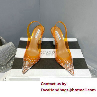 Aquazzura Heel 8.5cm PVC Yes Darling Crystal Slingback Pumps Yellow 2023