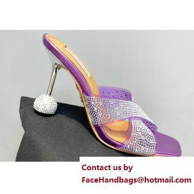 Aquazzura Heel 8.5cm Plexi Yes Darling Crystal Mules Purple 2023