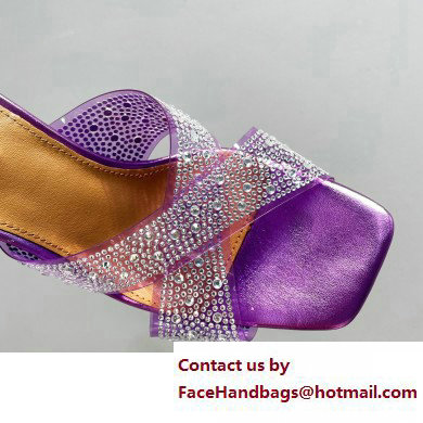 Aquazzura Heel 8.5cm Plexi Yes Darling Crystal Mules Purple 2023