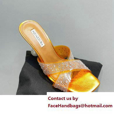 Aquazzura Heel 8.5cm Plexi Yes Darling Crystal Mules Yellow 2023