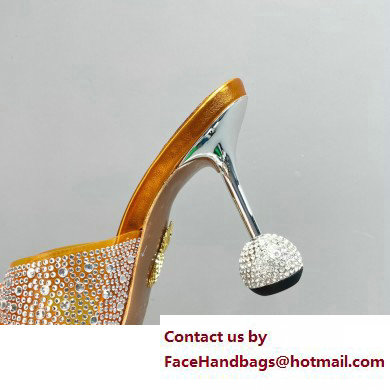 Aquazzura Heel 8.5cm Plexi Yes Darling Crystal Mules Yellow 2023