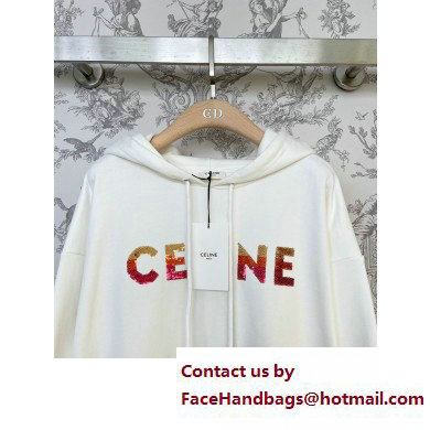 CELINE LOOSE HOODIE IN COTTON FLEECE Off White 2023