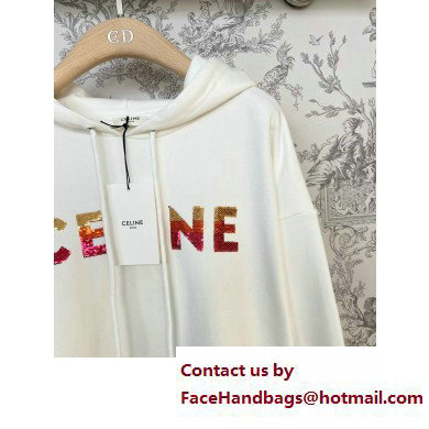 CELINE LOOSE HOODIE IN COTTON FLEECE Off White 2023