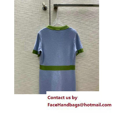 CHANEL BLUE/GREEN KNITWEAR DRESS 2023 SPRING