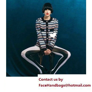 CHANEL MULTICOLOR STRIPED COAT 2022 FALL WINTER