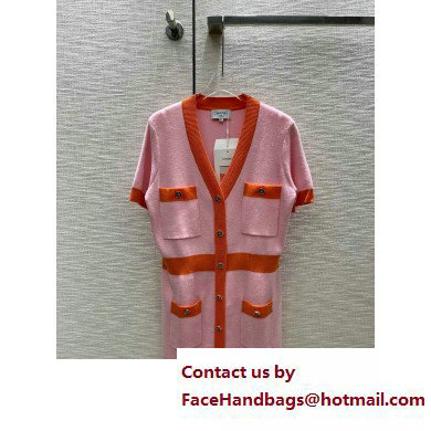 CHANEL PINK/RED KNITWEAR DRESS 2023 SPRING