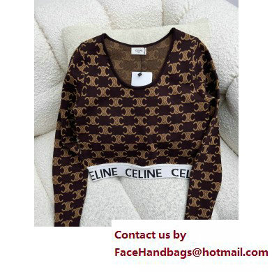 Celine crop top in monogram silk cotton Brown 2023