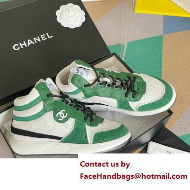 Chanel CC Logo High Top Sneakers Fabric and Suede Calfskin 01 2023