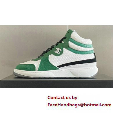 Chanel CC Logo High Top Sneakers Fabric and Suede Calfskin 01 2023