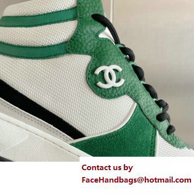 Chanel CC Logo High Top Sneakers Fabric and Suede Calfskin 01 2023