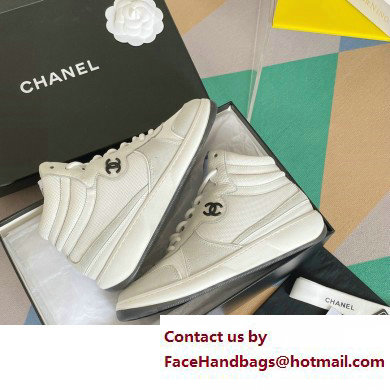 Chanel CC Logo High Top Sneakers Fabric and Suede Calfskin 02 2023