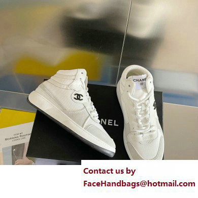 Chanel CC Logo High Top Sneakers Fabric and Suede Calfskin 02 2023