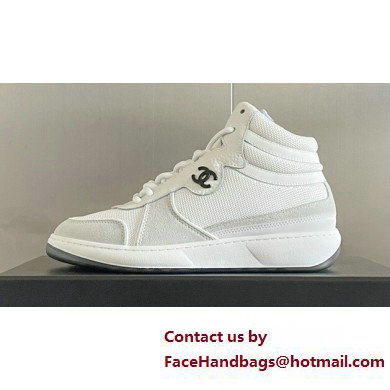 Chanel CC Logo High Top Sneakers Fabric and Suede Calfskin 02 2023