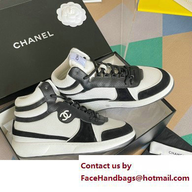 Chanel CC Logo High Top Sneakers Fabric and Suede Calfskin 03 2023