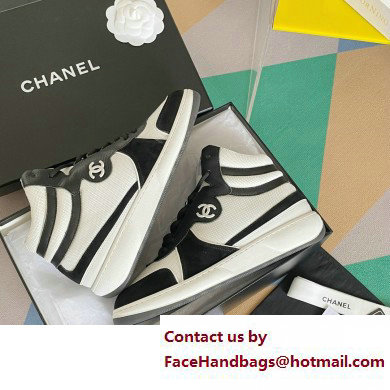 Chanel CC Logo High Top Sneakers Fabric and Suede Calfskin 03 2023