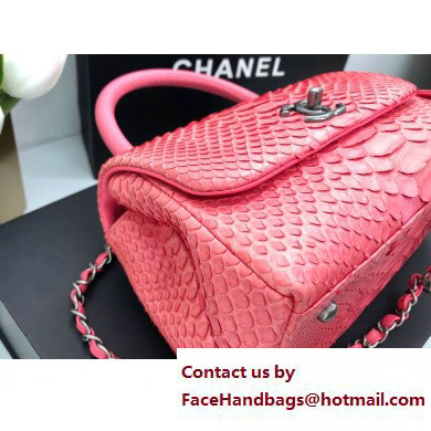 Chanel Coco Handle Small Flap Bag with Top Handle In Python Pink 2023