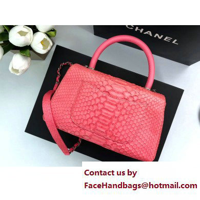 Chanel Coco Handle Small Flap Bag with Top Handle In Python Pink 2023