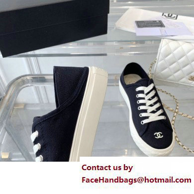 Chanel Front CC Logo Canvas Sneakers Black 2023