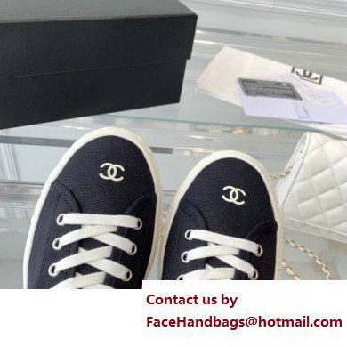 Chanel Front CC Logo Canvas Sneakers Black 2023