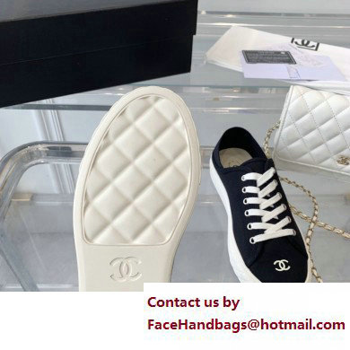 Chanel Front CC Logo Canvas Sneakers Black 2023