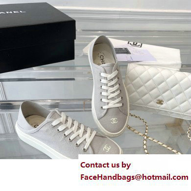 Chanel Front CC Logo Canvas Sneakers Gray 2023