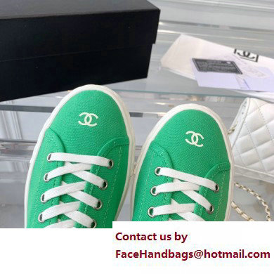 Chanel Front CC Logo Canvas Sneakers Green 2023