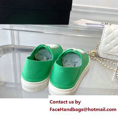 Chanel Front CC Logo Canvas Sneakers Green 2023