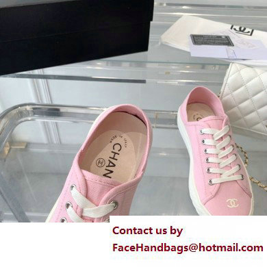 Chanel Front CC Logo Canvas Sneakers Pink 2023