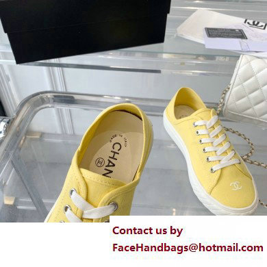 Chanel Front CC Logo Canvas Sneakers Yellow 2023