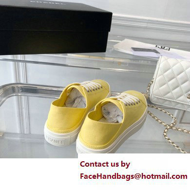 Chanel Front CC Logo Canvas Sneakers Yellow 2023